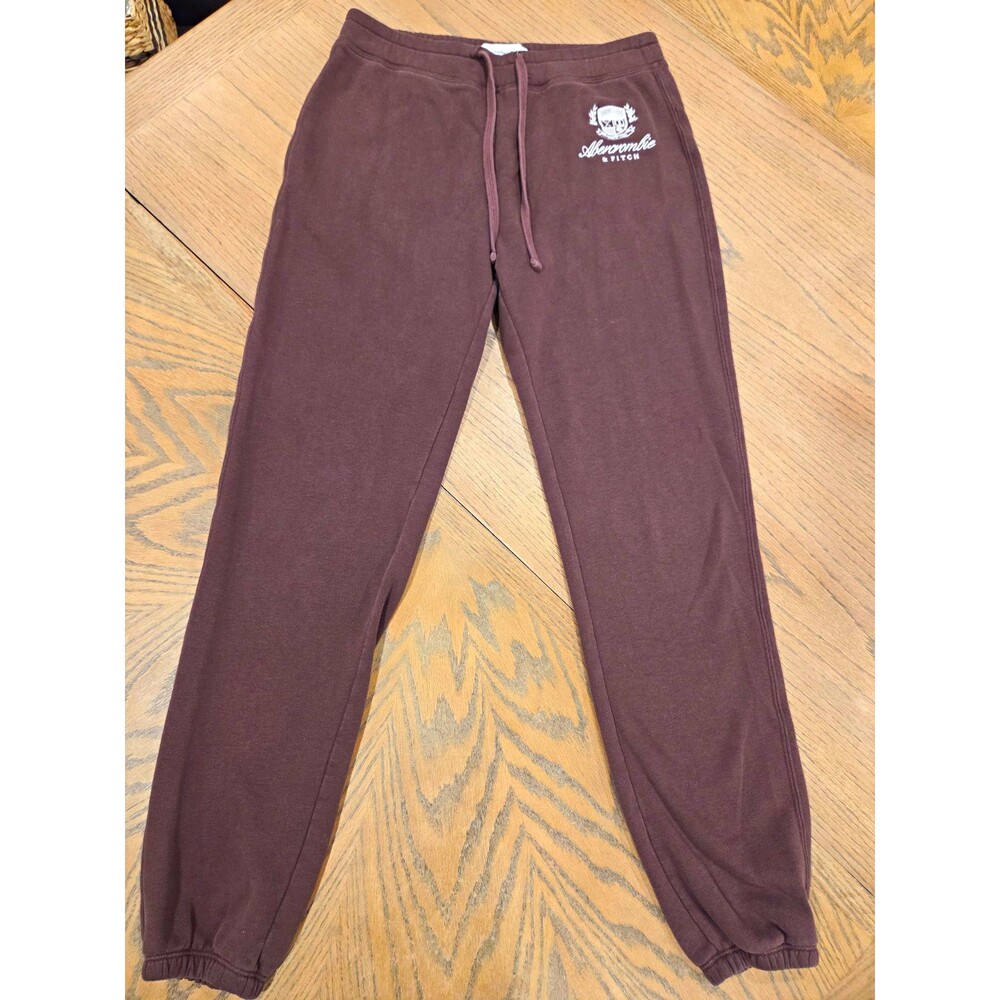 Abercrombie Fitch Sweatpants Womens S maroon Soft A&F Jogger Y2K Preppy Crest